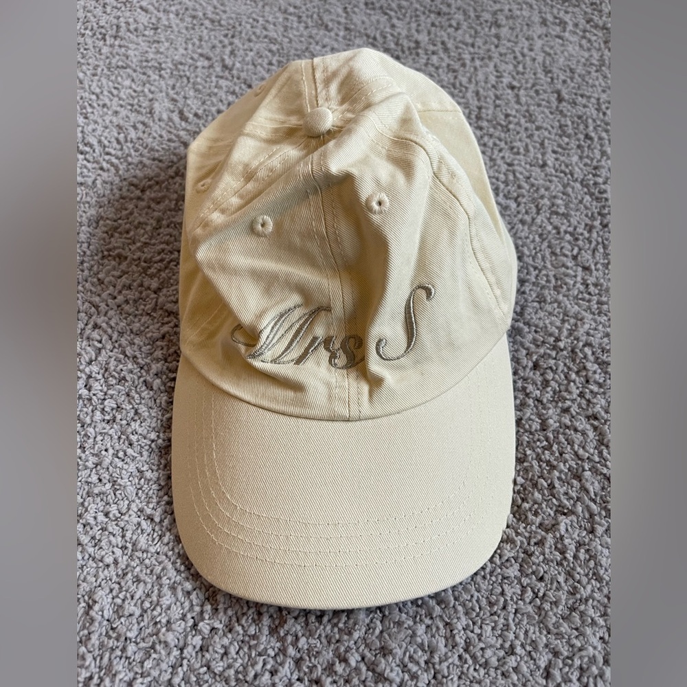 Cream Baseball Cap with Embroidered Text